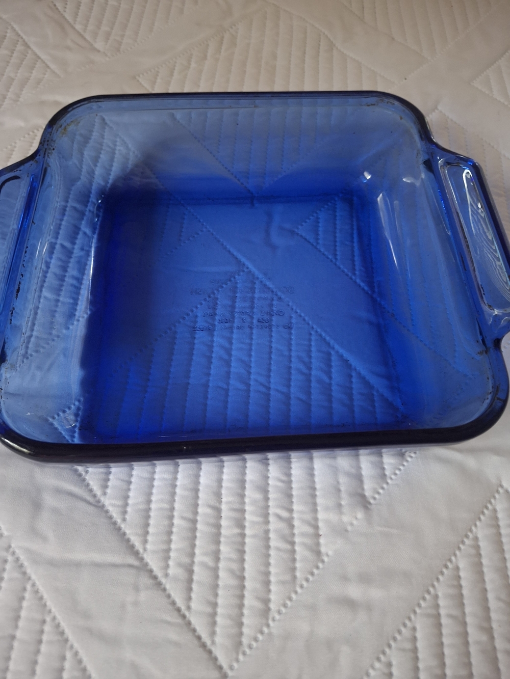 Vintage Anchor Hocking Colbalt Blue Glass Square Baking Dish with Handles